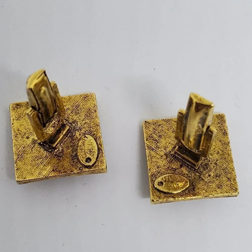 Vintage Celebrity N.V. Gold & Red Cuff Links